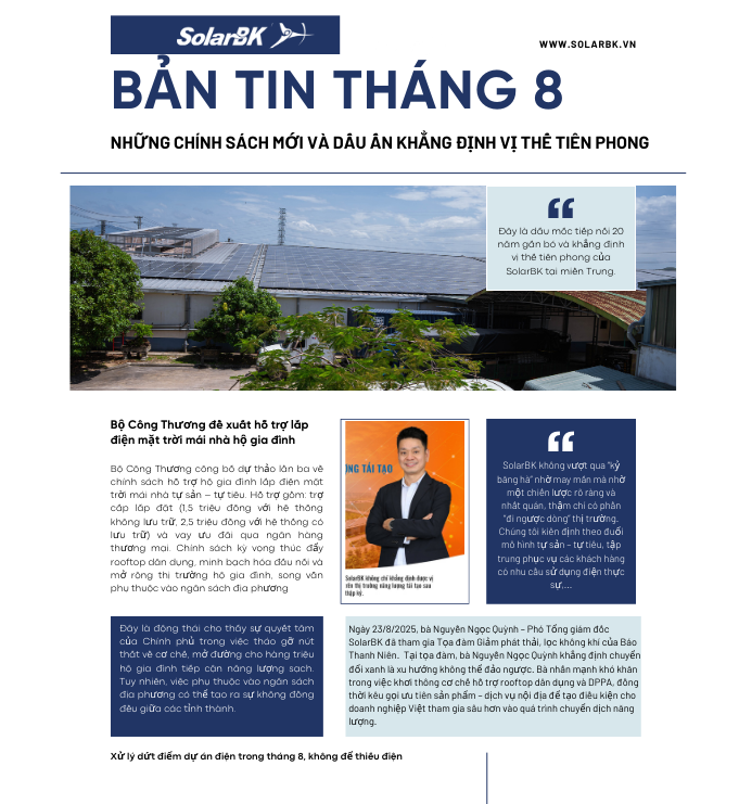 Bản tin SolarBK tháng 8: Những động thái quyết liệt và dấu ấn khẳng định vị thế tiên phong