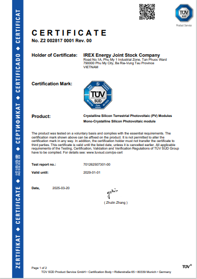 IEC 61215 & IEC 61730 – TÜV SÜD