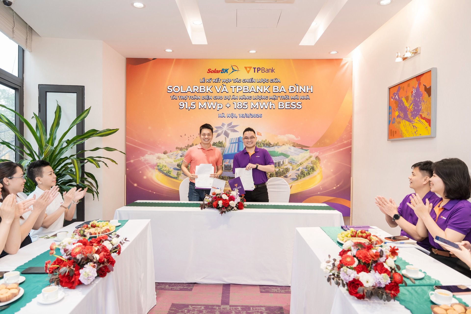 SolarBK và TPBank Ba Đình ký hợp tác tài chính cho dự án điện mặt trời 91,5 MWp kết hợp BESS 185 MWh